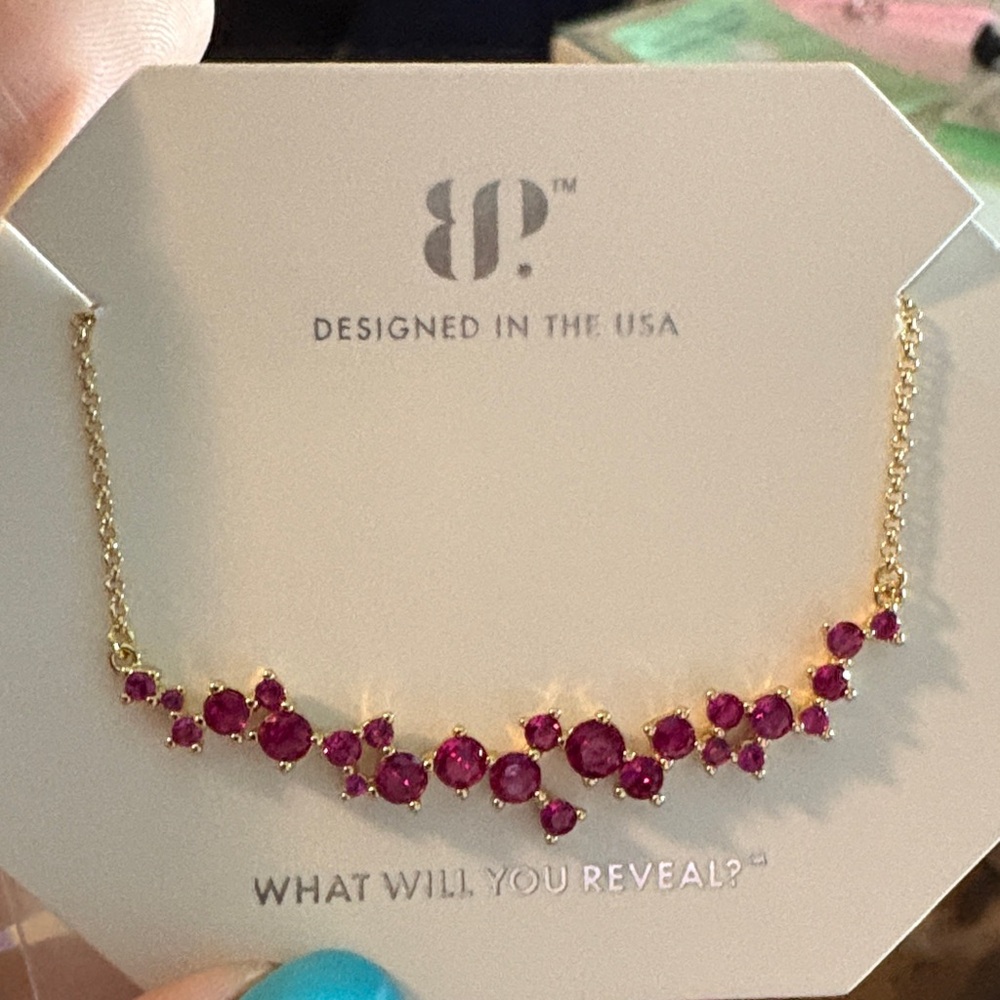 BP Gold Necklace with lab created ruby - Picture 2 of 4